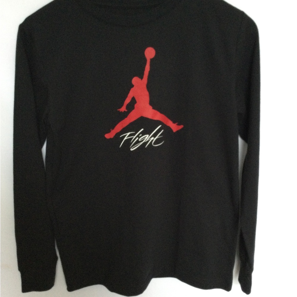 Nike Black Long Sleeve Tee with Red Jumpman